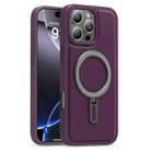 For iPhone 16 Pro Silver Shield MagSafe Holder Shockproof Phone Case(Purple) - 1