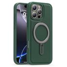 For iPhone 16 Pro Silver Shield MagSafe Holder Shockproof Phone Case(Green) - 1