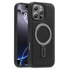 For iPhone 16 Pro Silver Shield MagSafe Holder Shockproof Phone Case(Black) - 1
