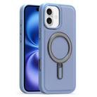 For iPhone 16 Plus Silver Shield MagSafe Holder Shockproof Phone Case(Blue) - 1