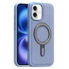 For iPhone 16 Silver Shield MagSafe Holder Shockproof Phone Case(Blue) - 1