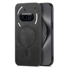 For Nothing Phone 3a Retro Magsafe Magnetic PU Back Cover Phone Case(Black) - 1