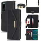 For Sony Xperia 5 III Cross Texture Crossbody Lanyard Leather Phone Case(Black) - 1