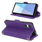 For Sony Xperia 5 III Cross Texture Crossbody Lanyard Leather Phone Case(Purple) - 3