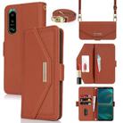 For Sony Xperia 5 III Cross Texture Crossbody Lanyard Leather Phone Case(Brown) - 1