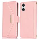 For Sony Xperia 5 III Cross Texture Crossbody Lanyard Leather Phone Case(Pink) - 2