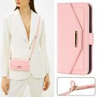 For Sony Xperia 1 VI Cross Texture Crossbody Lanyard Leather Phone Case(Pink) - 2