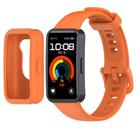 For Huawei Band 10 / 9 / 8 Color Button Watch Case Integrated Silicone Watch Band(Orange) - 1
