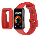 For Huawei Band 10 / 9 / 8 Color Button Watch Case Integrated Silicone Watch Band(Red) - 1
