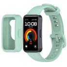 For Huawei Band 10 / 9 / 8 Color Button Watch Case Integrated Silicone Watch Band(Gray Green) - 1