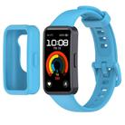 For Huawei Band 10 / 9 / 8 Color Button Watch Case Integrated Silicone Watch Band(Sky Blue) - 1