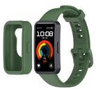 For Huawei Band 10 / 9 / 8 Color Button Watch Case Integrated Silicone Watch Band(Field Green) - 1