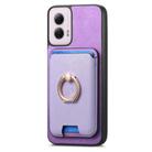 For Motorola Moto G55 Retro Cross Leather Ring Vertical Insert Card Bag MagSafe Phone Case(Purple) - 2