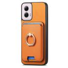For Motorola Moto G 5G 2024 Retro Cross Leather Ring Vertical Insert Card Bag MagSafe Phone Case(Yellow) - 2