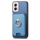 For Motorola Moto G 5G 2024 Retro Cross Leather Ring Vertical Insert Card Bag MagSafe Phone Case(Blue) - 2