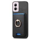 For Motorola Moto G 5G 2024 Retro Cross Leather Ring Vertical Insert Card Bag MagSafe Phone Case(Black) - 2