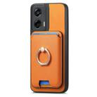 For Motorola Moto G Stylus 5G 2024 Retro Cross Leather Ring Vertical Insert Card Bag MagSafe Phone Case(Yellow) - 2