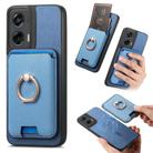For Motorola Moto G Stylus 5G 2024 Retro Cross Leather Ring Vertical Insert Card Bag MagSafe Phone Case(Blue) - 1