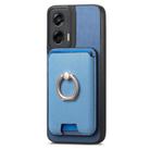 For Motorola Moto G Stylus 5G 2024 Retro Cross Leather Ring Vertical Insert Card Bag MagSafe Phone Case(Blue) - 2