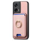 For Motorola Moto G Stylus 5G 2024 Retro Cross Leather Ring Vertical Insert Card Bag MagSafe Phone Case(Pink) - 2