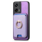 For Motorola Moto G Stylus 5G 2024 Retro Cross Leather Ring Vertical Insert Card Bag MagSafe Phone Case(Purple) - 2