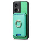 For Motorola Moto G Stylus 5G 2024 Retro Cross Leather Ring Vertical Insert Card Bag MagSafe Phone Case(Green) - 2