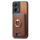 For Motorola Moto G Stylus 5G 2024 Retro Cross Leather Ring Vertical Insert Card Bag MagSafe Phone Case(Brown) - 2
