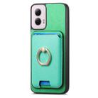 For Motorola Moto G Play 4G 2024 Retro Cross Leather Ring Vertical Insert Card Bag MagSafe Phone Case(Green) - 2