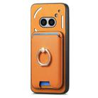For Nothing CMF Phone 1 Retro Cross Leather Ring Vertical Insert Card Bag MagSafe Phone Case(Yellow) - 2