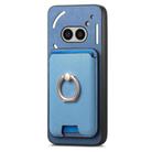 For Nothing CMF Phone 1 Retro Cross Leather Ring Vertical Insert Card Bag MagSafe Phone Case(Blue) - 2