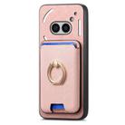 For Nothing CMF Phone 1 Retro Cross Leather Ring Vertical Insert Card Bag MagSafe Phone Case(Pink) - 2