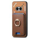 For Nothing CMF Phone 1 Retro Cross Leather Ring Vertical Insert Card Bag MagSafe Phone Case(Brown) - 2