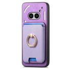 For Nothing Phone 2a Retro Cross Leather Ring Vertical Insert Card Bag MagSafe Phone Case(Purple) - 2