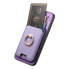 For Nothing Phone 2a Retro Cross Leather Ring Vertical Insert Card Bag MagSafe Phone Case(Purple) - 3