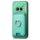 For Nothing Phone 2a Retro Cross Leather Ring Vertical Insert Card Bag MagSafe Phone Case(Green) - 2