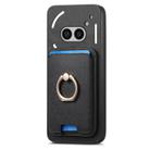 For Nothing Phone 2a Retro Cross Leather Ring Vertical Insert Card Bag MagSafe Phone Case(Black) - 2