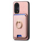 For OPPO Reno13 Pro Global Retro Cross Leather Ring Vertical Insert Card Bag MagSafe Phone Case(Pink) - 2