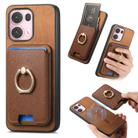 For OPPO Reno13 Pro Global Retro Cross Leather Ring Vertical Insert Card Bag MagSafe Phone Case(Brown) - 1