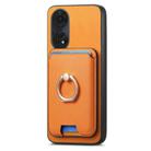 For OPPO Reno13 Global Retro Cross Leather Ring Vertical Insert Card Bag MagSafe Phone Case(Yellow) - 2