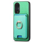 For OPPO Reno13 Global Retro Cross Leather Ring Vertical Insert Card Bag MagSafe Phone Case(Green) - 2
