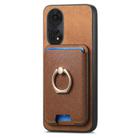For OPPO A58 4G Retro Cross Leather Ring Vertical Insert Card Bag MagSafe Phone Case(Brown) - 2
