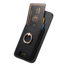 For OPPO A58 4G Retro Cross Leather Ring Vertical Insert Card Bag MagSafe Phone Case(Black) - 3