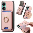 For OPPO A78 4G Retro Cross Leather Ring Vertical Insert Card Bag MagSafe Phone Case(Pink) - 1