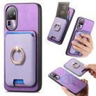 For OPPO Reno10 Pro+ 5G Retro Cross Leather Ring Vertical Insert Card Bag MagSafe Phone Case(Purple) - 1