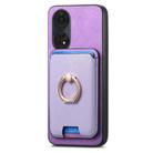 For OPPO Reno10 Pro+ 5G Retro Cross Leather Ring Vertical Insert Card Bag MagSafe Phone Case(Purple) - 2
