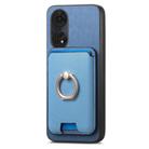 For OPPO Reno13 F Retro Cross Leather Ring Vertical Insert Card Bag MagSafe Phone Case(Blue) - 2