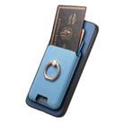 For OPPO Reno13 F Retro Cross Leather Ring Vertical Insert Card Bag MagSafe Phone Case(Blue) - 3