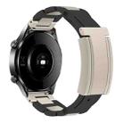 22mm Folding Magnetic Buckle Stainless Steel Rubber Watch Band(Black+Starlight) - 1