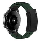 22mm Folding Magnetic Buckle Stainless Steel Rubber Watch Band(Green+Black) - 1