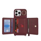 For iPhone 7 Plus / 8 Plus Crossbody Zipper Wallet Ring Holder Litchi Leather Phone Case(Red wine) - 3